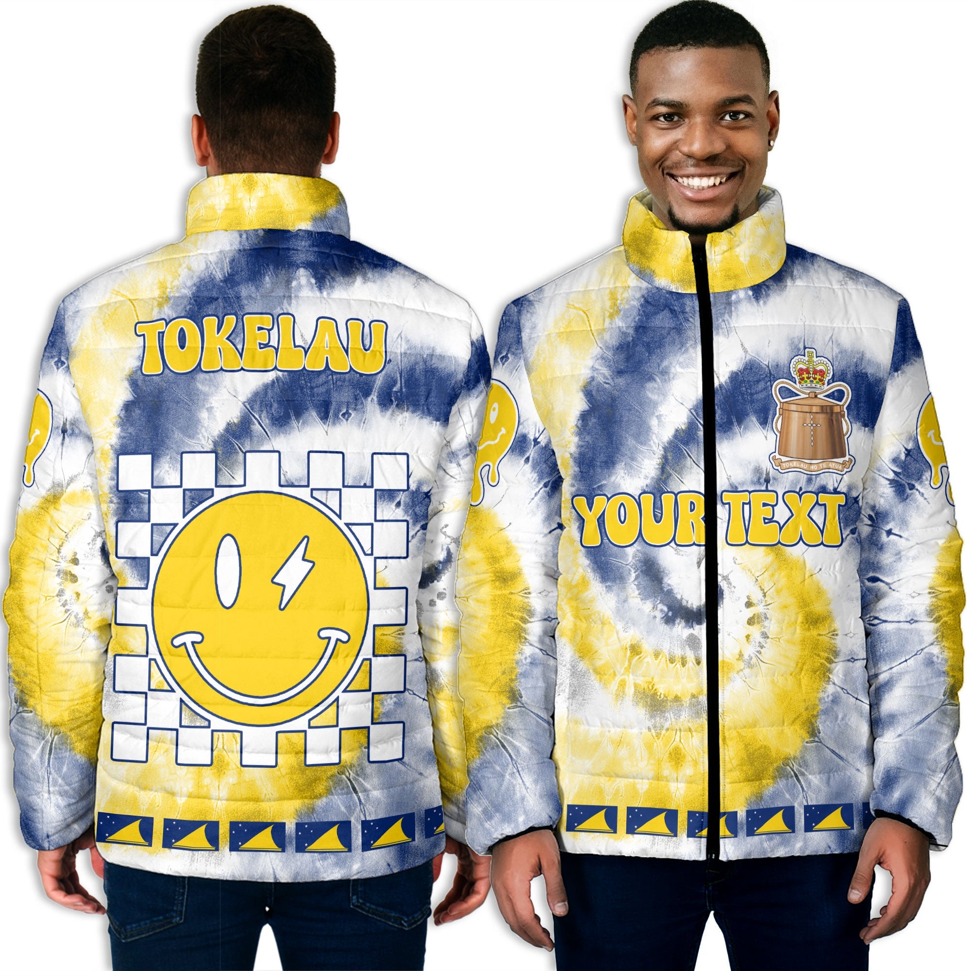 Tokelau Men Padded Jacket Custom Tie Dye Style 3