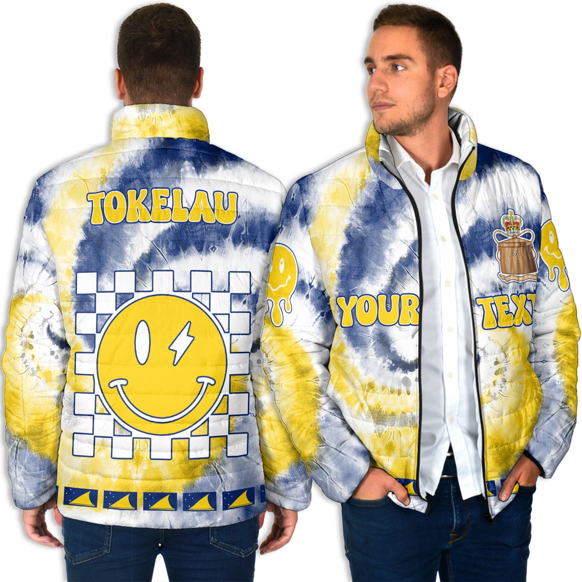 Tokelau Men Padded Jacket Custom Tie Dye Style 4