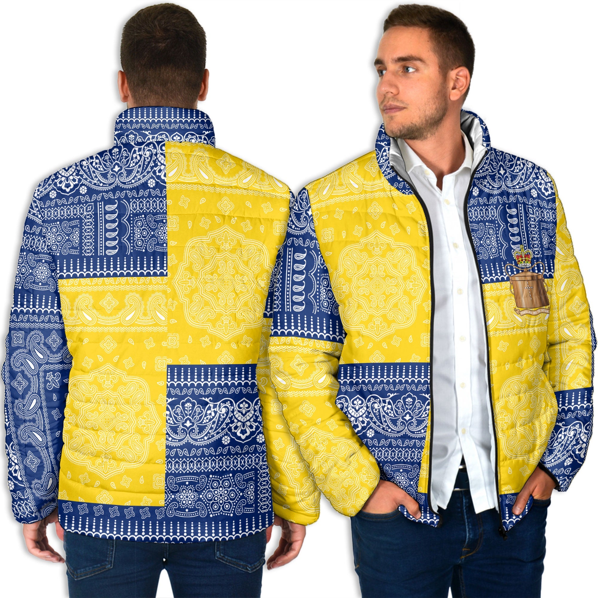 Tokelau Men Padded Jacket Flag And Paisley Basic Style 4