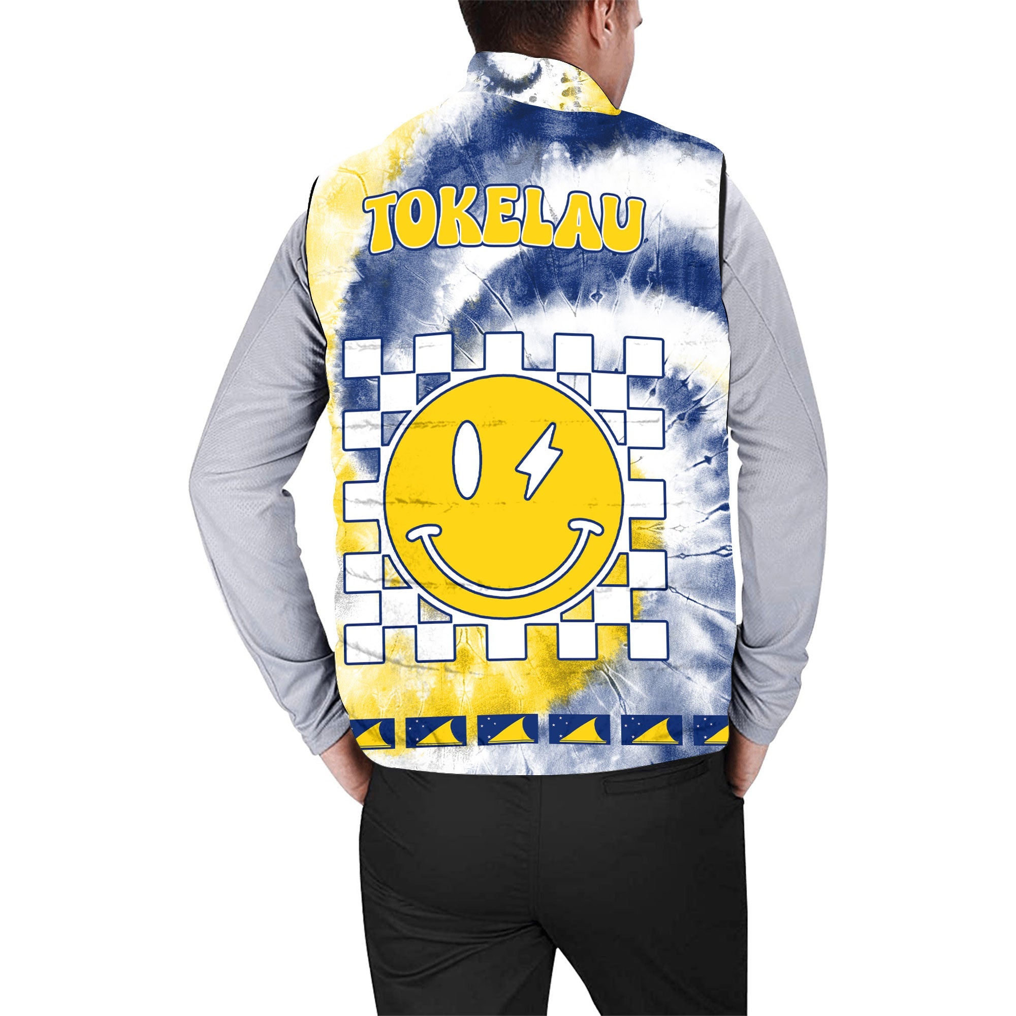 Tokelau Men Padded Jacket Vest Custom Tie Dye Style 2