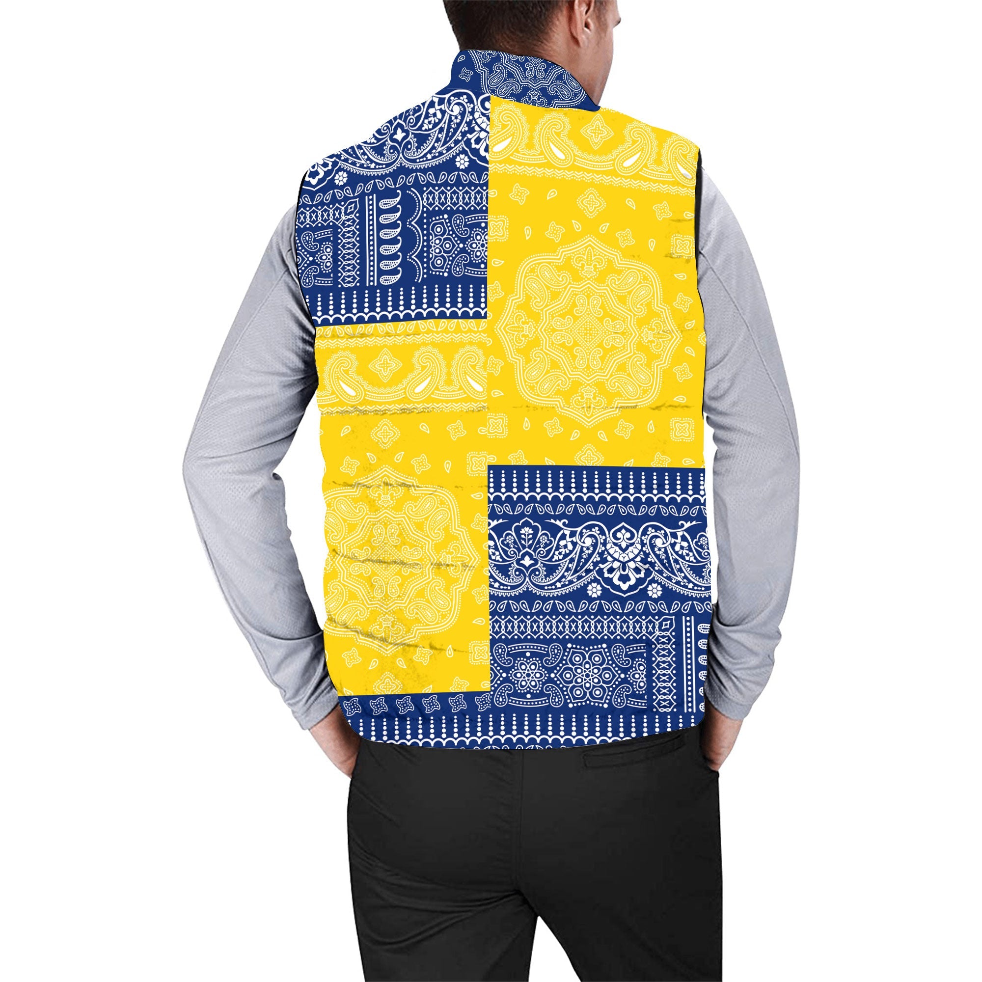 Tokelau Men Padded Jacket Vest Flag And Paisley Basic Style 2