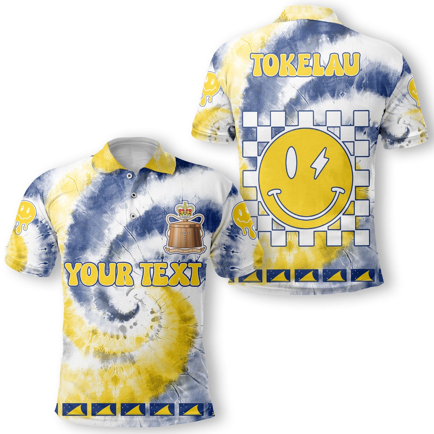 Tokelau Polo Shirt Custom Tie Dye Style 1