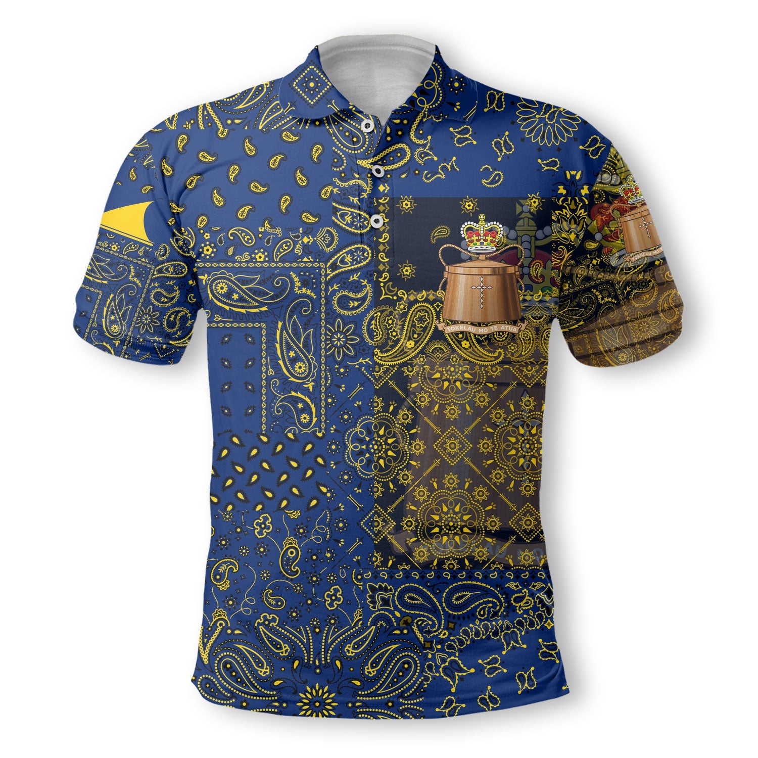 Tokelau Polo Shirt Paisley Flag And Skull Style 2