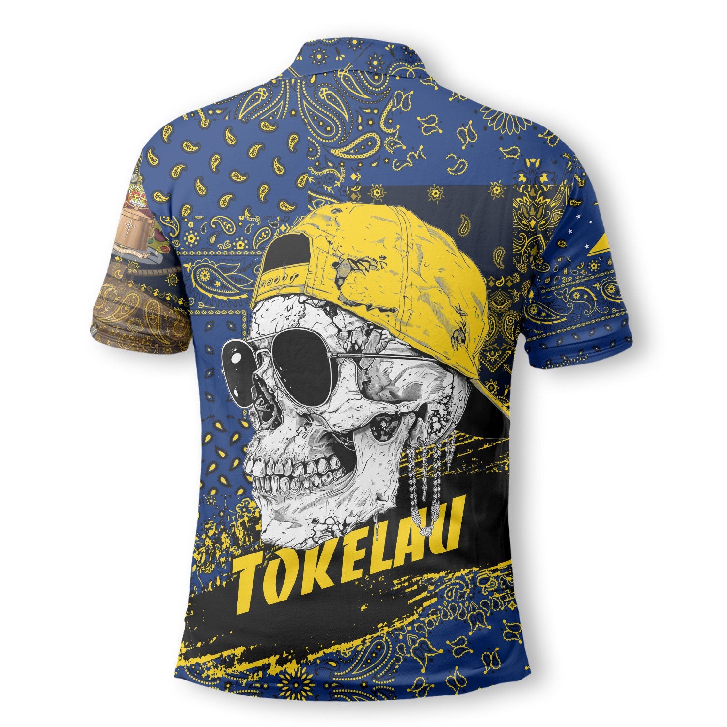 Tokelau Polo Shirt Paisley Flag And Skull Style 3