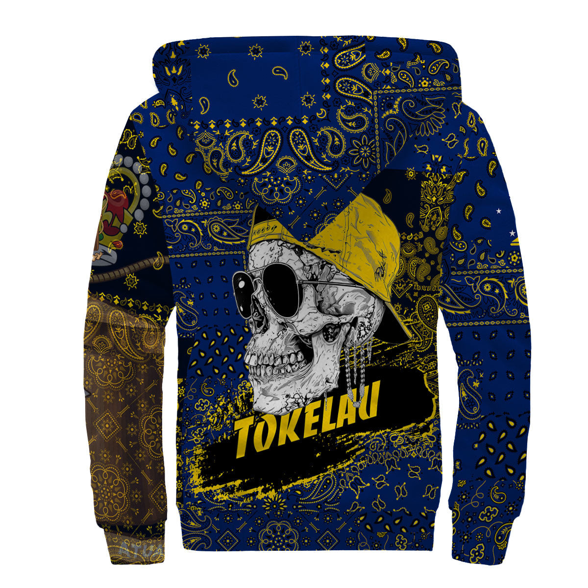 Tokelau Sherpa Hoodie Paisley Flag And Skull Style 2