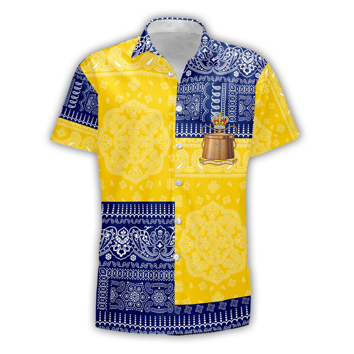 Tokelau Short Sleeve Shirt Flag And Paisley Basic Style 2