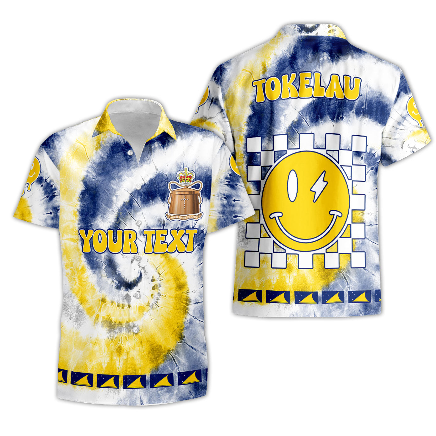 Tokelau Short Sleeve Shirt Custom Tie Dye Style 3