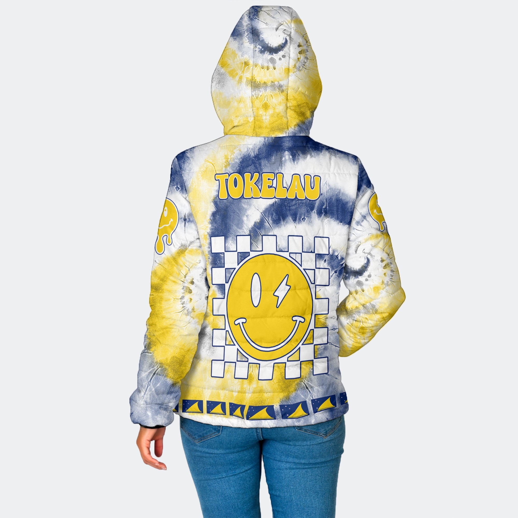 Tokelau Women Hooded Padded Jacket Custom Tie Dye Style 2