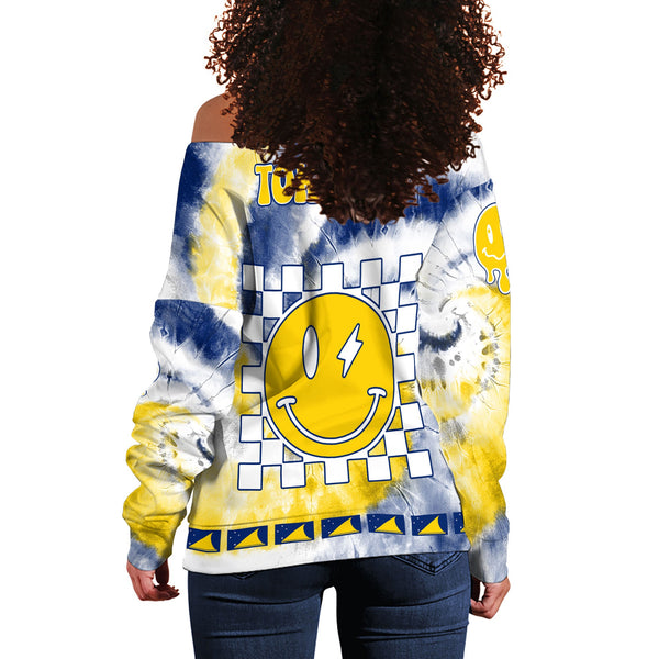 Tokelau Women Off Shoulder Sweatshirt Custom Tie Dye Style 1