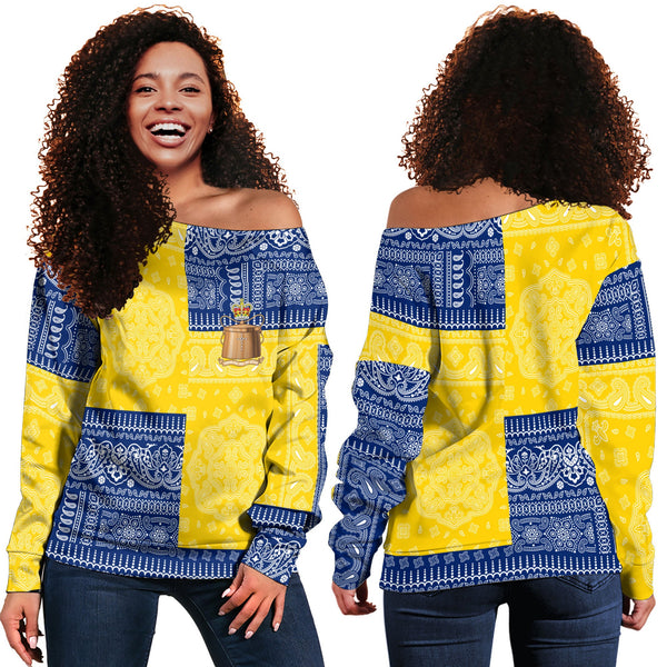 Tokelau Women Off Shoulder Sweatshirt Flag And Paisley Basic Style 1