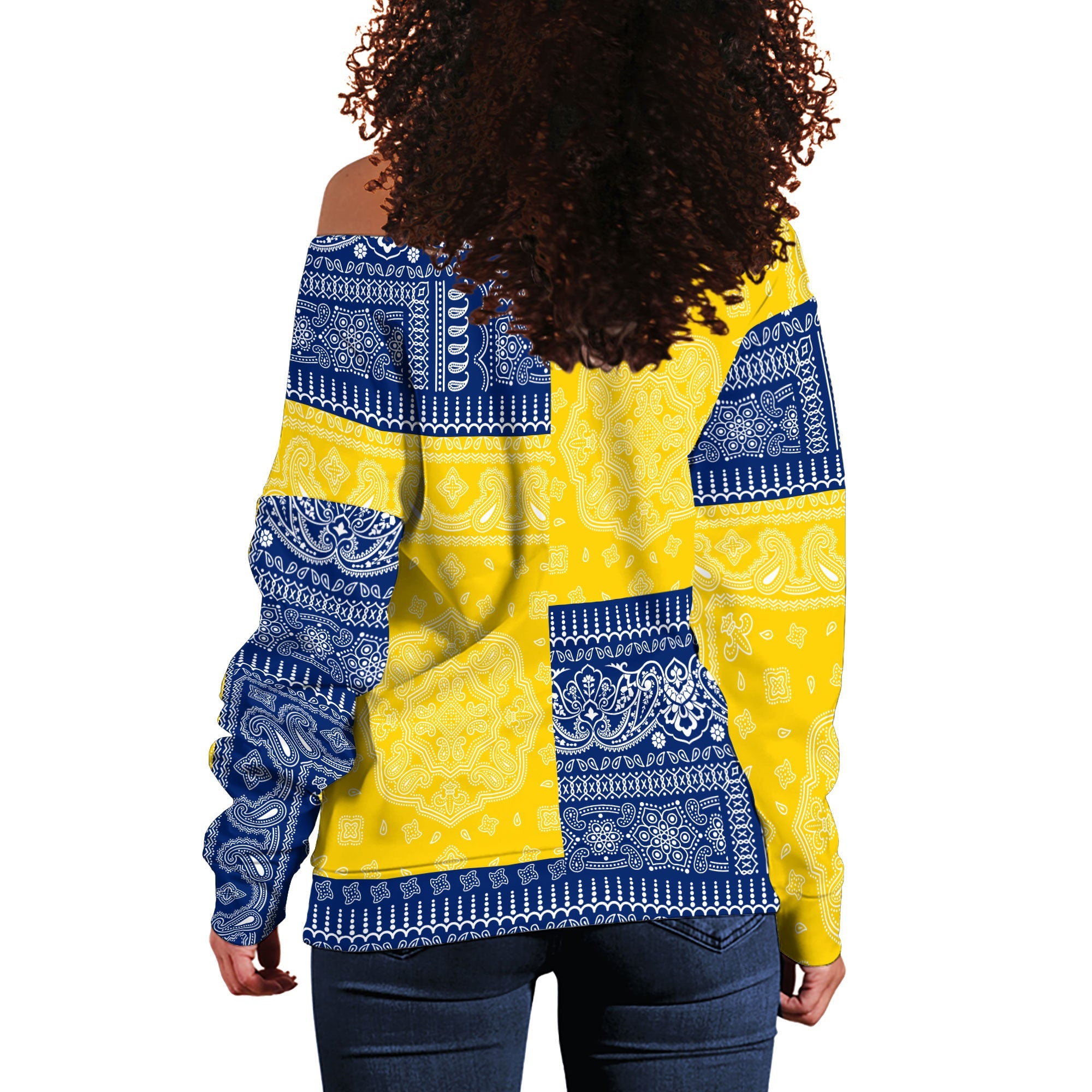 Tokelau Women Off Shoulder Sweatshirt Flag And Paisley Basic Style 3