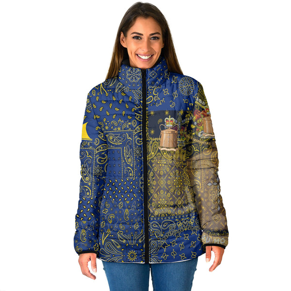 Tokelau Women Padded Jacket Paisley Flag And Skull Style 1