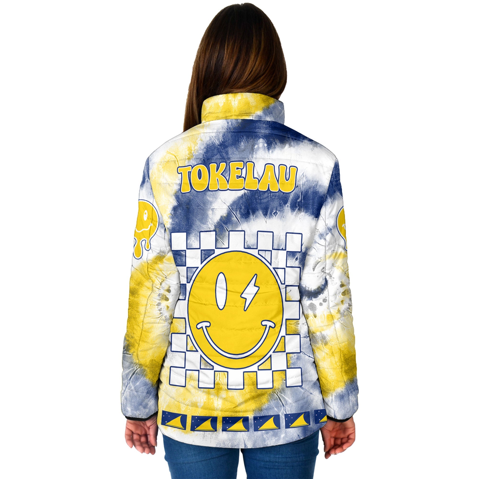 Tokelau Women Padded Jacket Custom Tie Dye Style 2