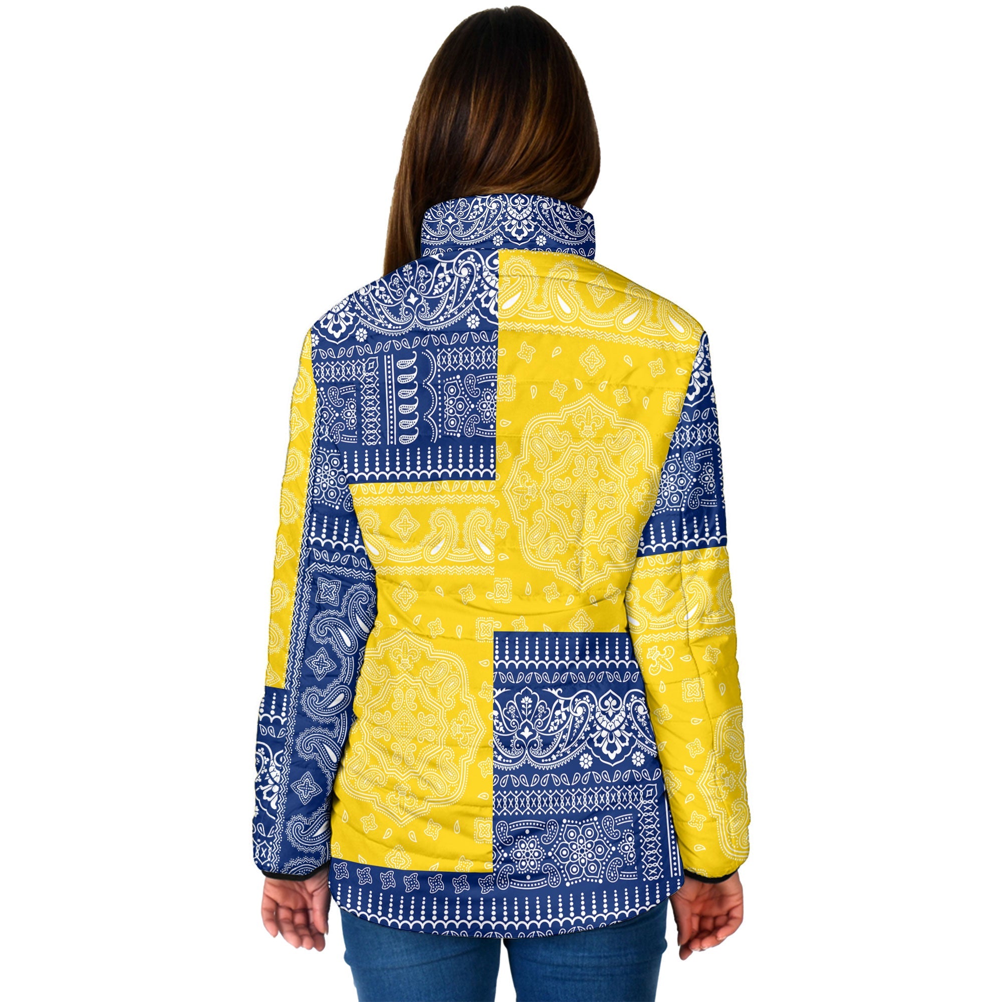 Tokelau Women Padded Jacket Flag And Paisley Basic Style 2