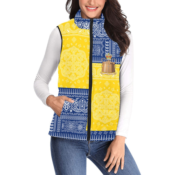 Tokelau Women Padded Jacket Vest Flag And Paisley Basic Style 1