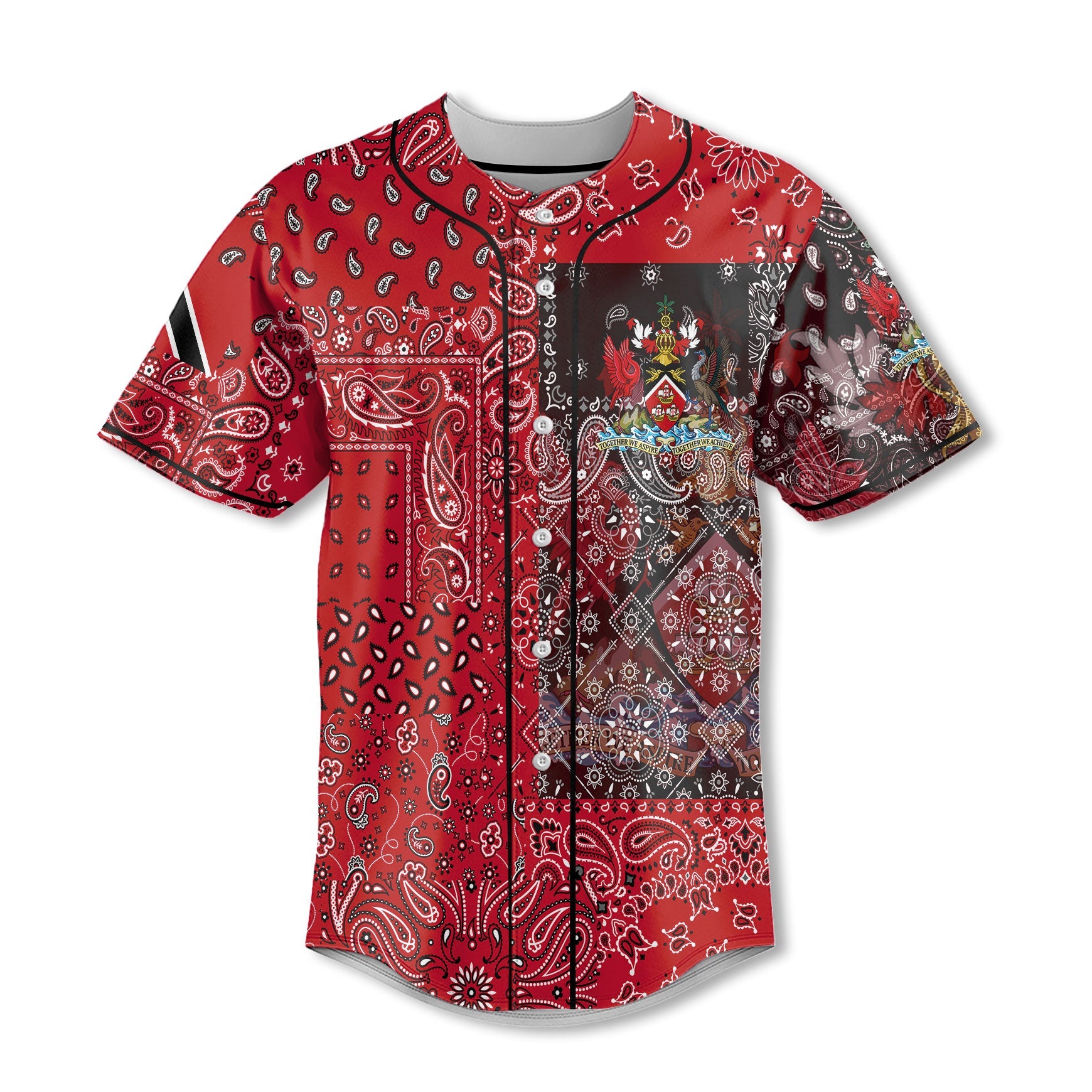 Trinidad And Tobago Baseball Jersey Paisley Flag And Skull Style 2