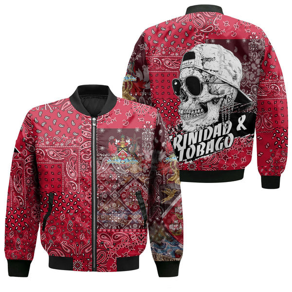 Trinidad And Tobago Bomber Jacket Paisley Flag And Skull Style 1