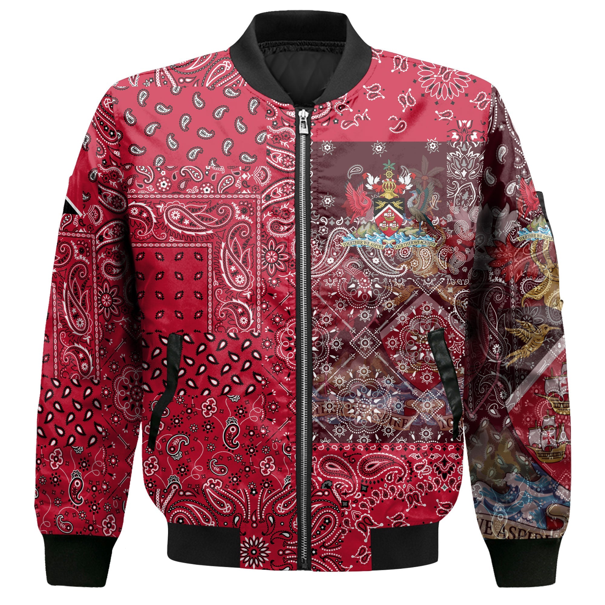 Trinidad And Tobago Bomber Jacket Paisley Flag And Skull Style 2