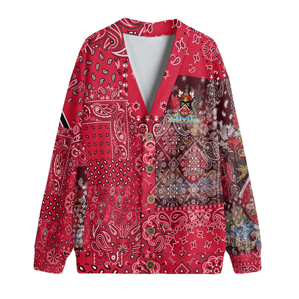 Trinidad And Tobago Fleece Cardigan Paisley Flag And Skull Style 1