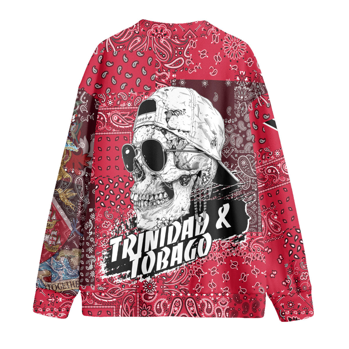 Trinidad And Tobago Fleece Cardigan Paisley Flag And Skull Style 2