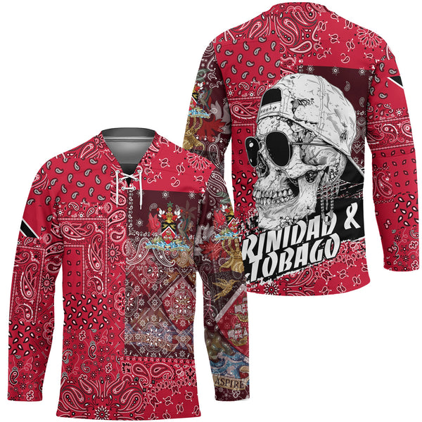 Trinidad And Tobago Hockey Jersey Paisley Flag And Skull Style 1