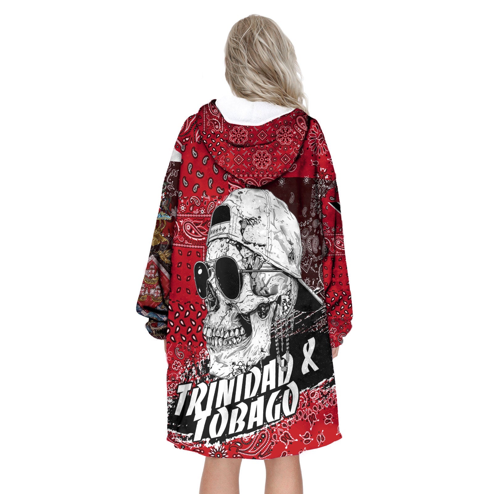 Trinidad And Tobago Hoodie Blanket Paisley Flag And Skull Style 3