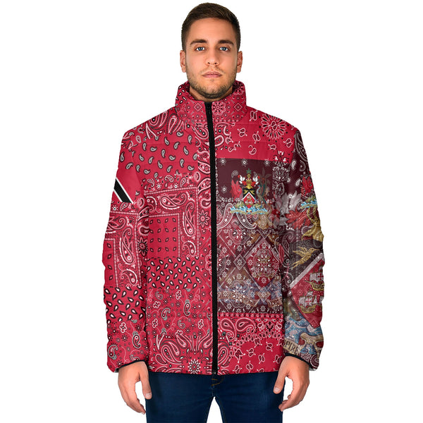 Trinidad And Tobago Men Padded Jacket Paisley Flag And Skull Style 1