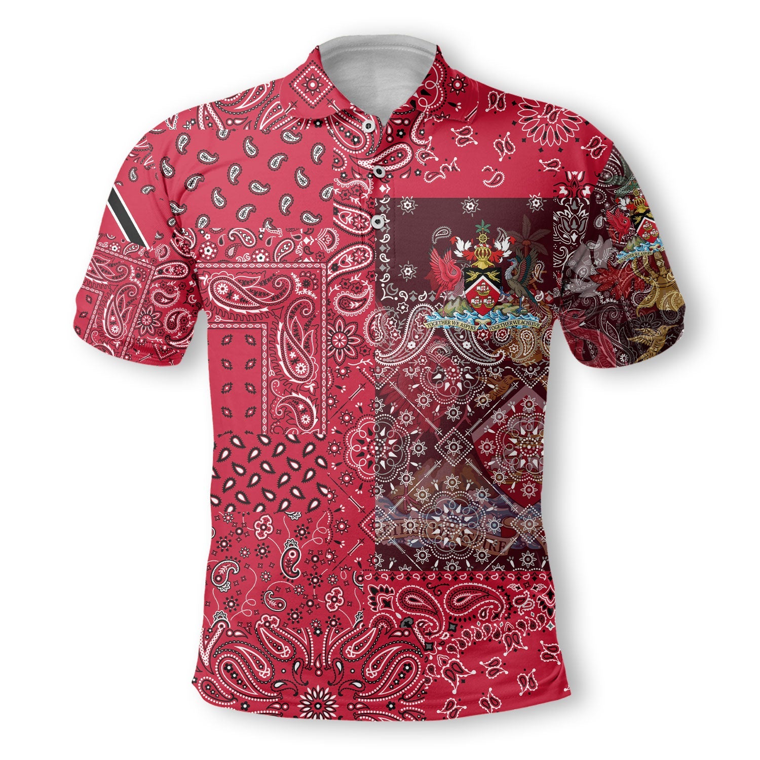 Trinidad And Tobago Polo Shirt Paisley Flag And Skull Style 2