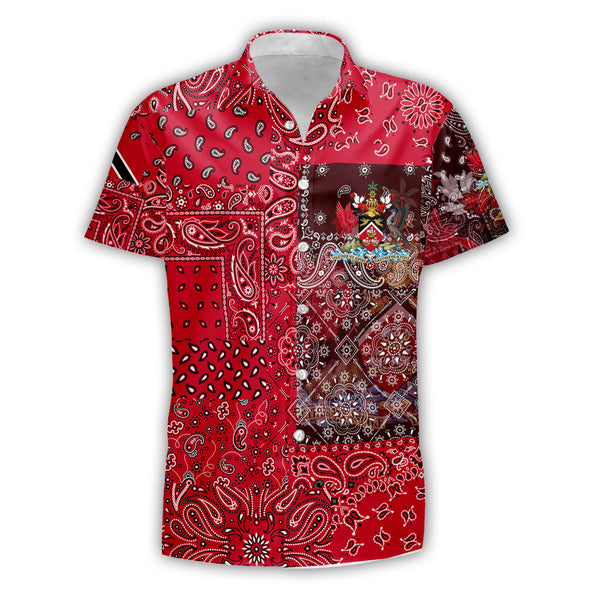 Trinidad And Tobago Short Sleeve Shirt Paisley Flag And Skull Style 1