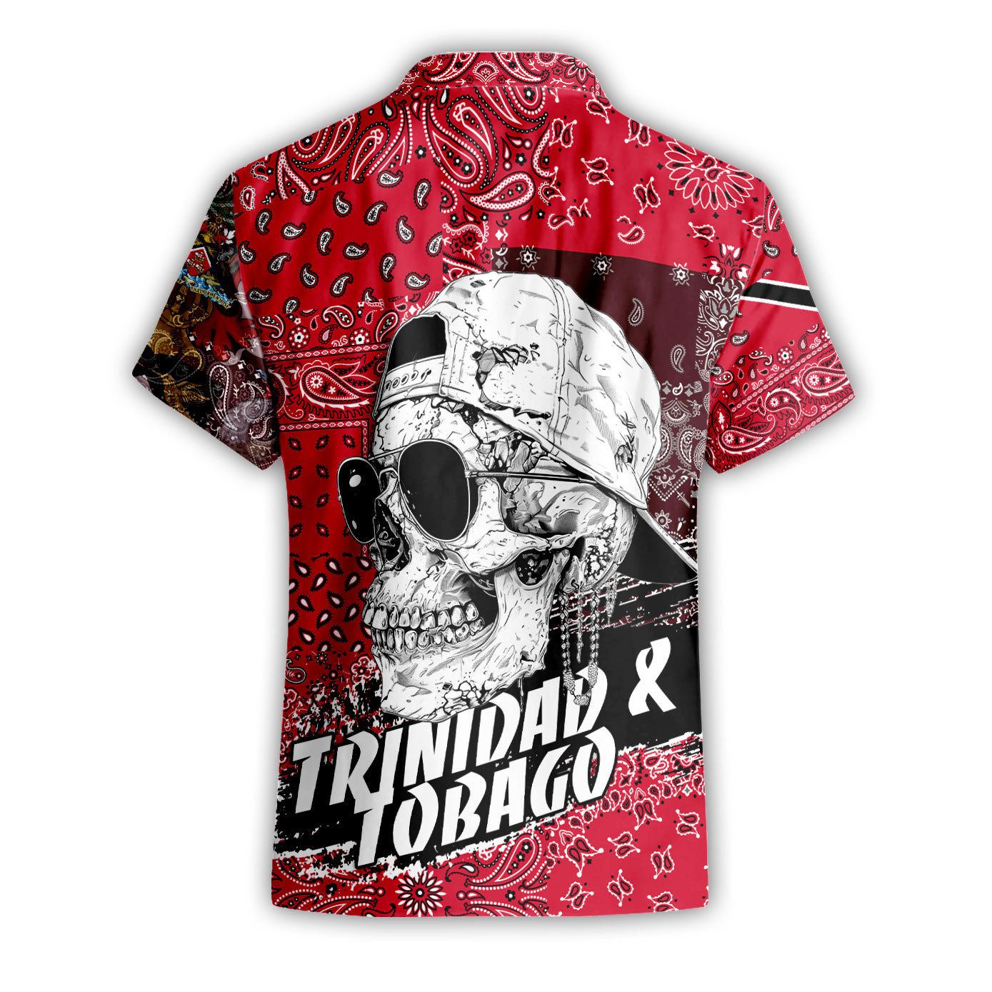 Trinidad And Tobago Short Sleeve Shirt Paisley Flag And Skull Style 2