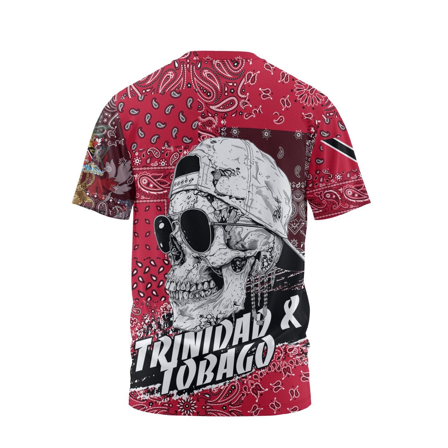 Trinidad And Tobago T Shirt Paisley Flag And Skull Style 2