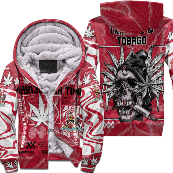 Trinidad and Tobago Sherpa Hoodie Flag & Coat Of Arms Marijuanas Style