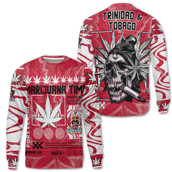 Trinidad and Tobago Sweatshirt Flag & Coat Of Arms Marijuanas Style