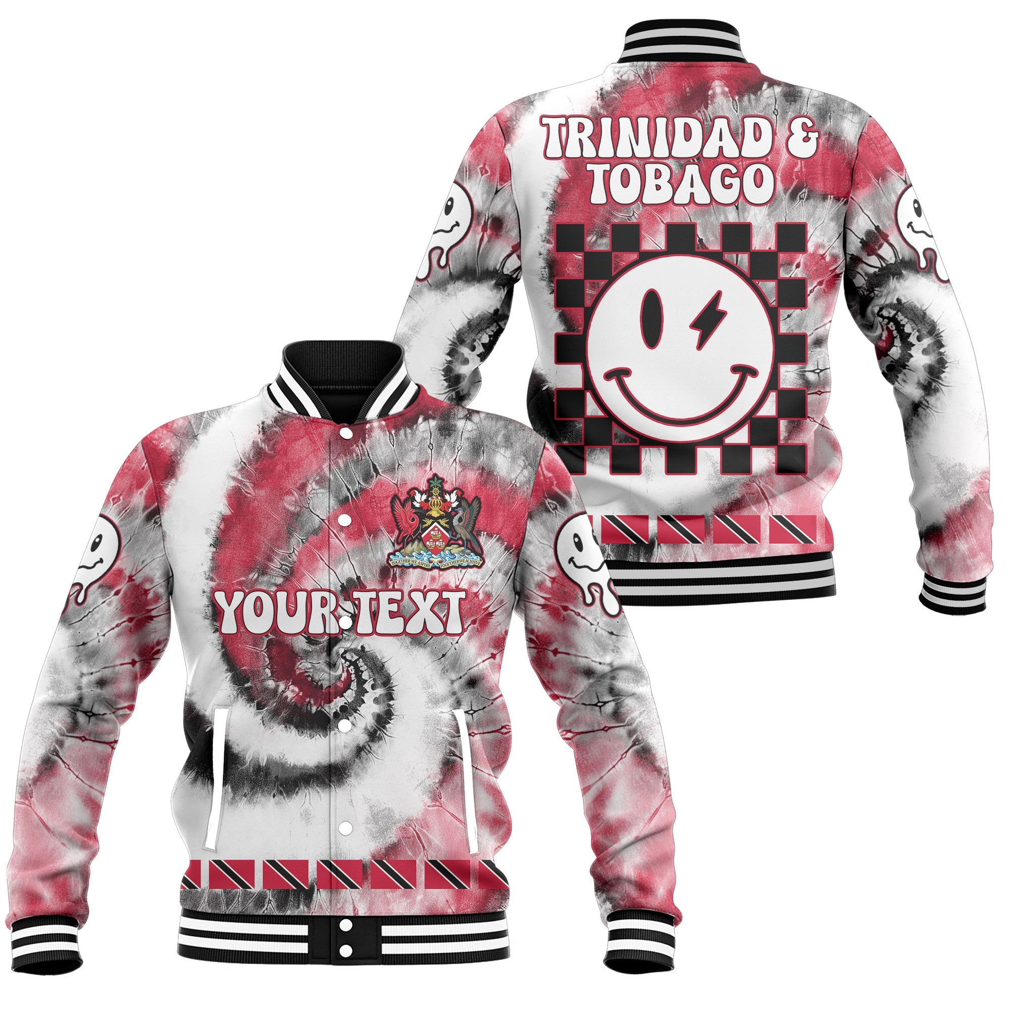 Trinidad And Tobago Baseball Jacket Custom Tie Dye Style 1