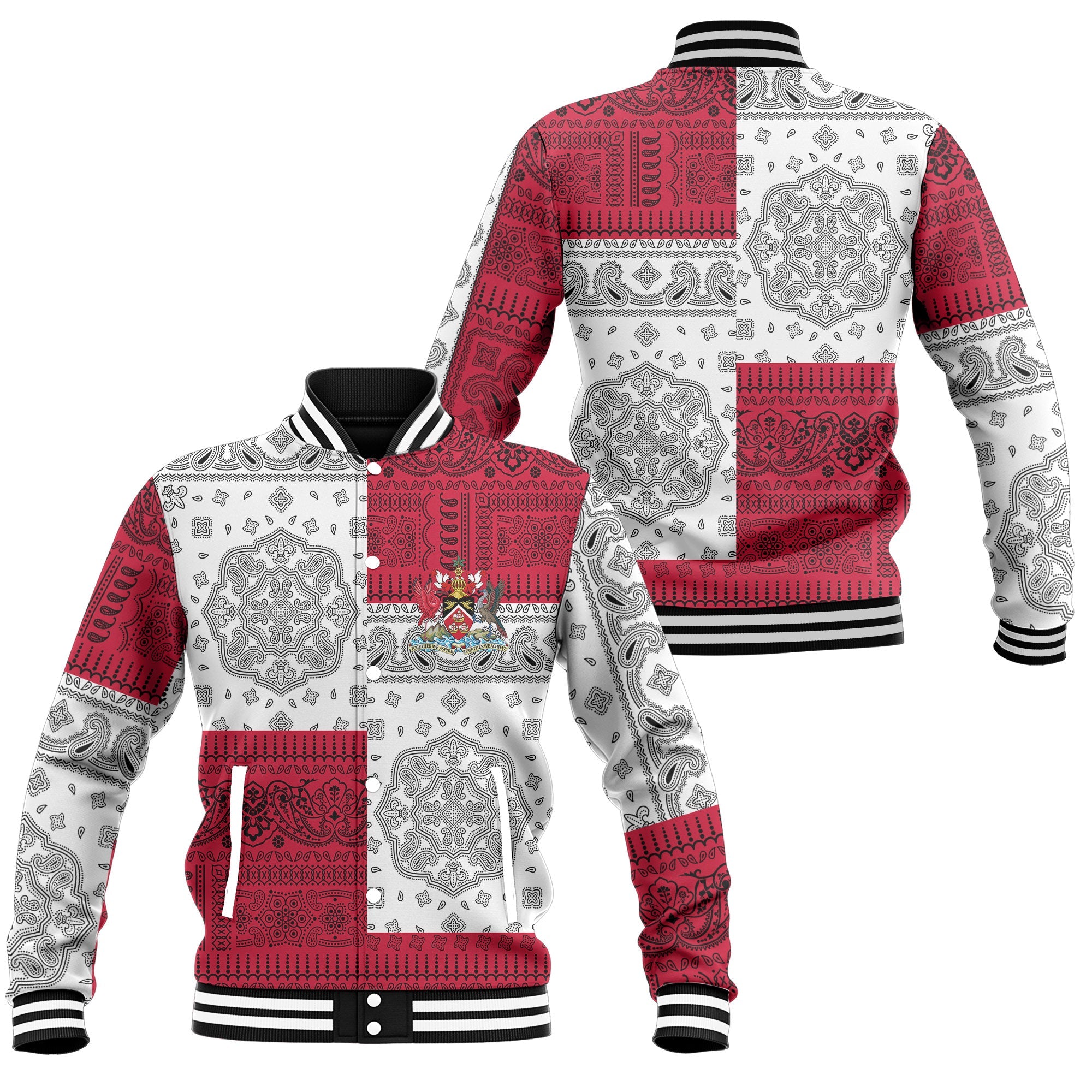 Trinidad And Tobago Baseball Jacket Flag And Paisley Basic Style 1