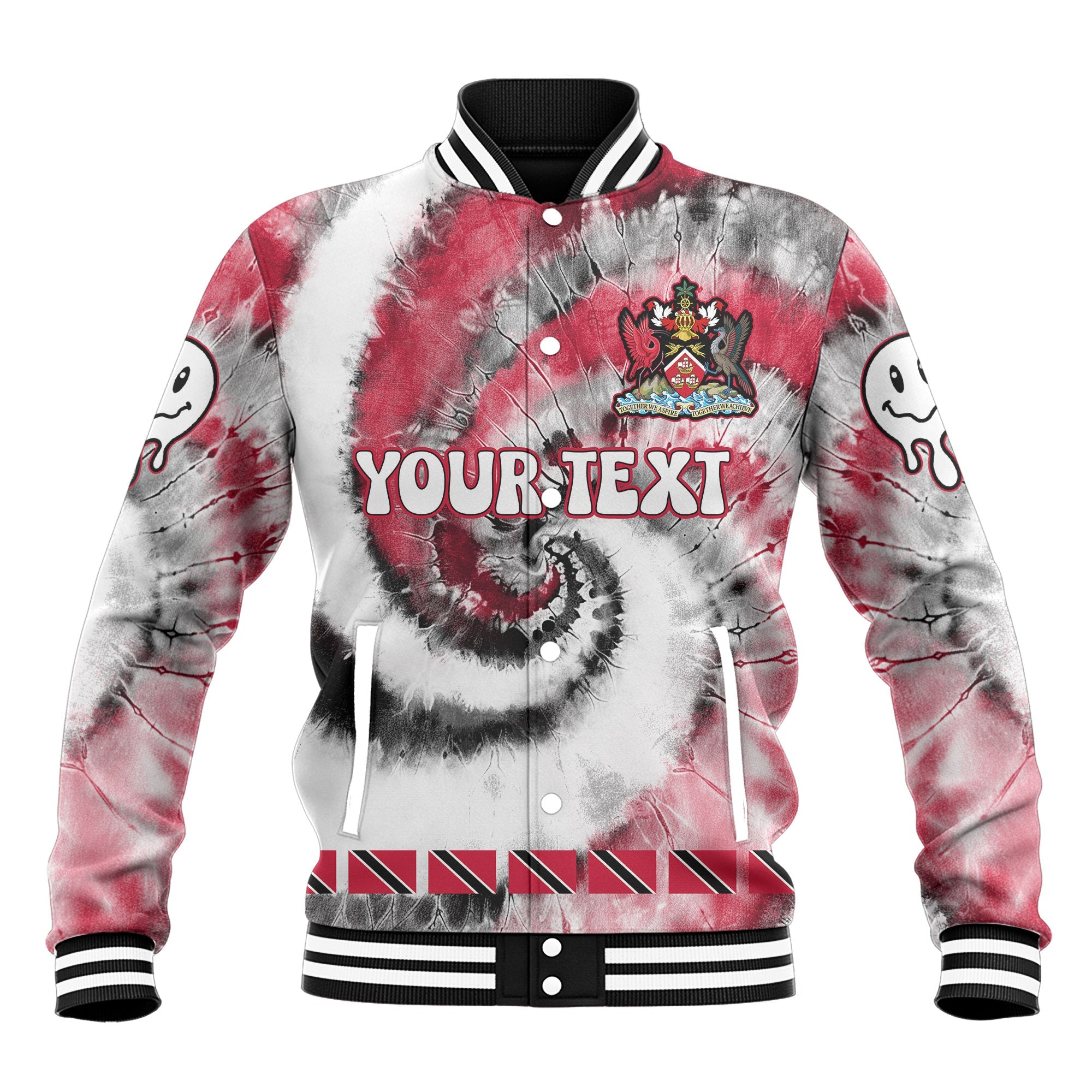 Trinidad And Tobago Baseball Jacket Custom Tie Dye Style 2