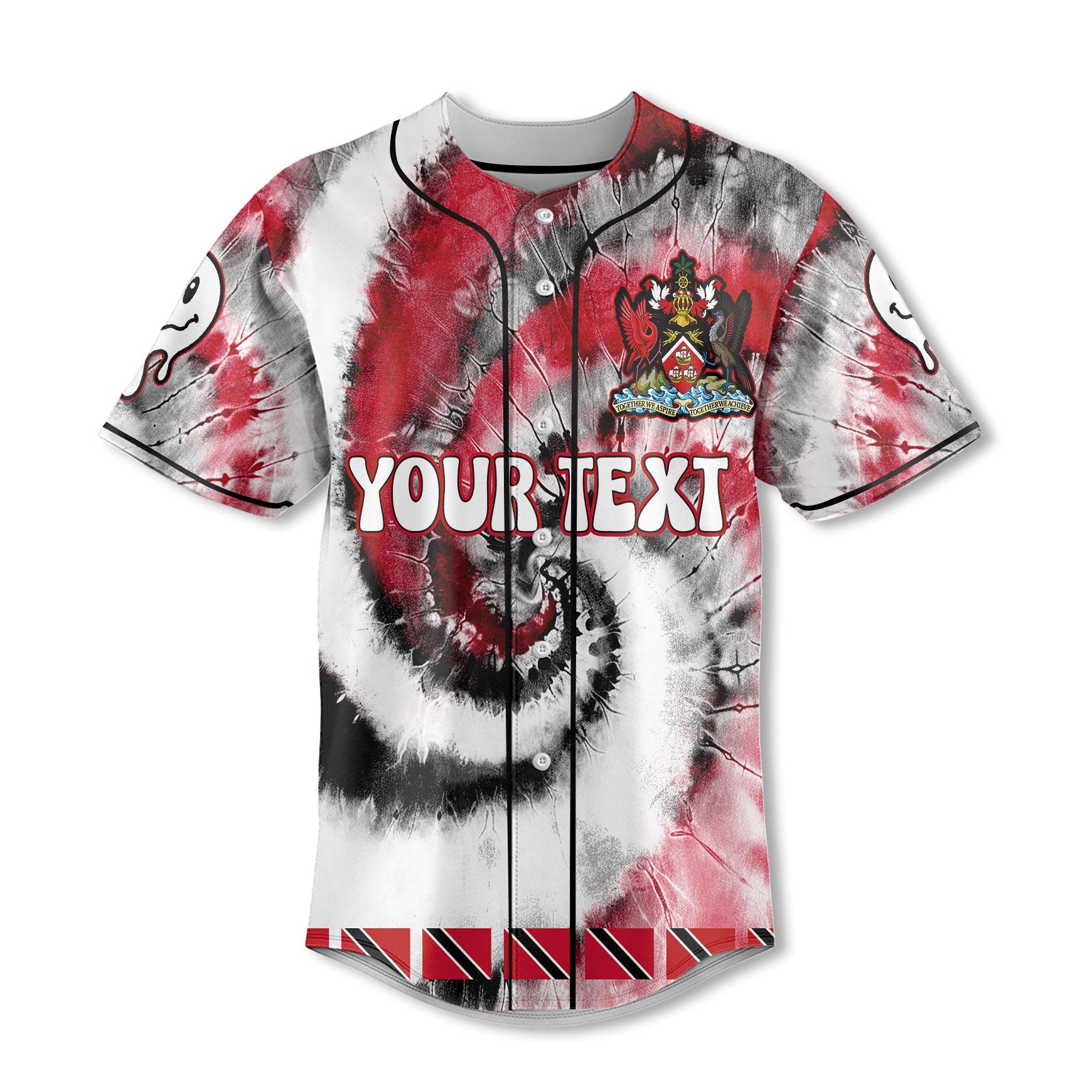 Trinidad And Tobago Baseball Jersey Custom Tie Dye Style 2