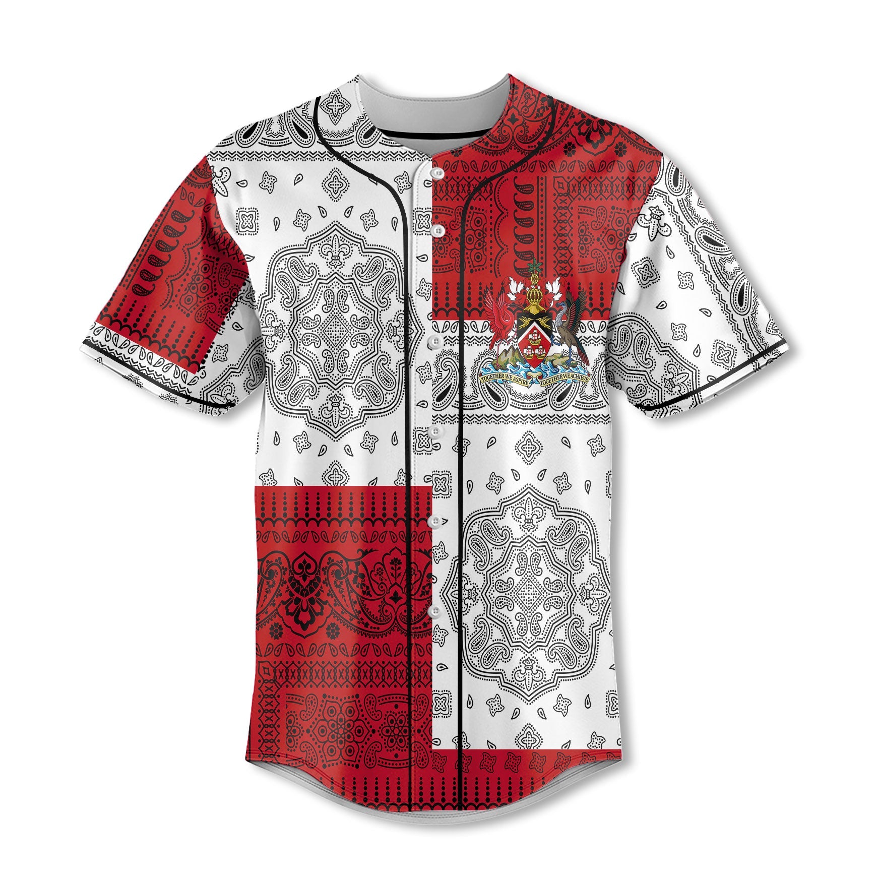 Trinidad And Tobago Baseball Jersey Flag And Paisley Basic Style 2