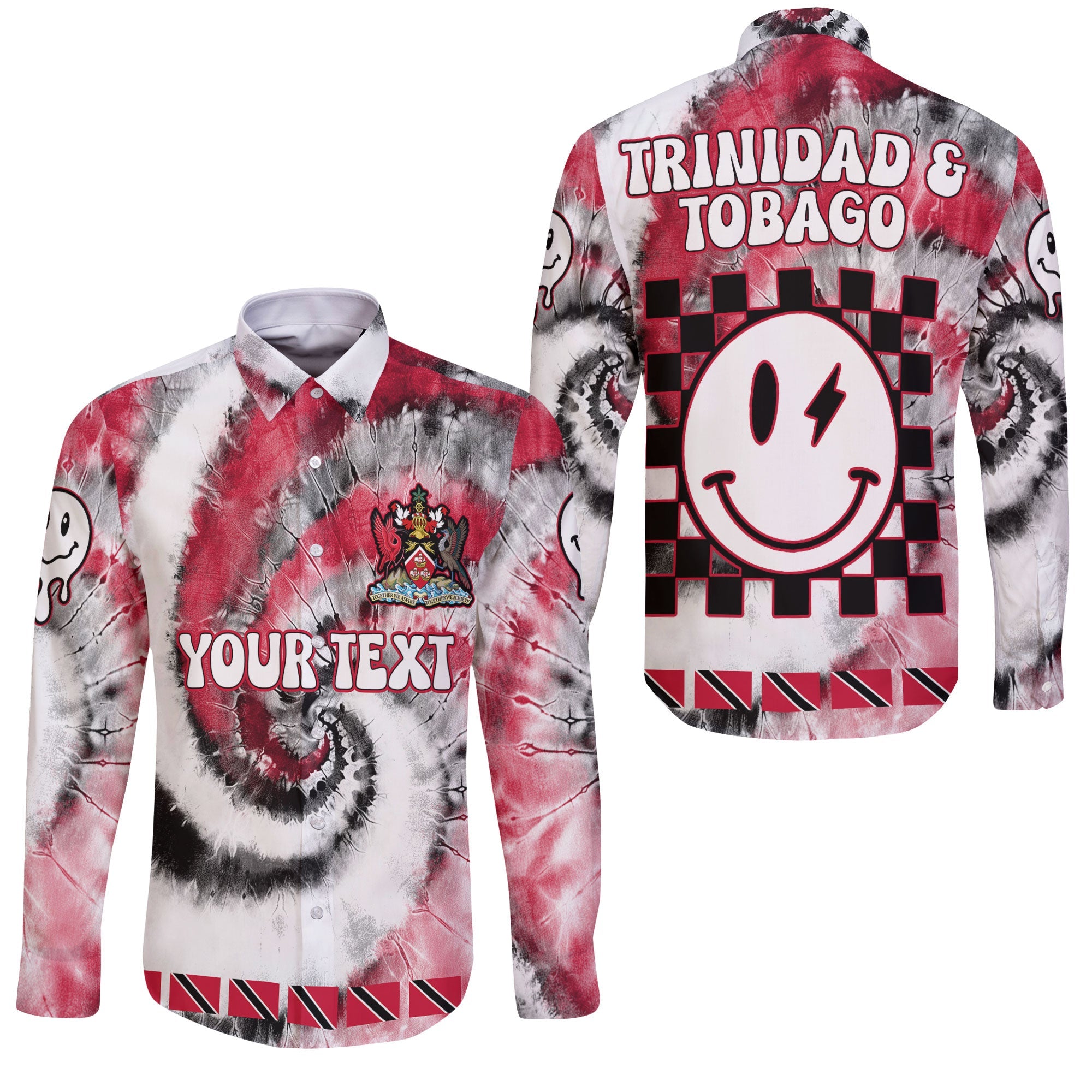 Trinidad And Tobago Long Sleeve Button Shirt Custom Tie Dye Style 3