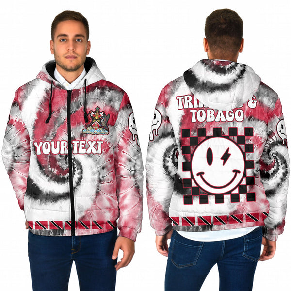 Trinidad And Tobago Men Hooded Padded Jacket Custom Tie Dye Style 1