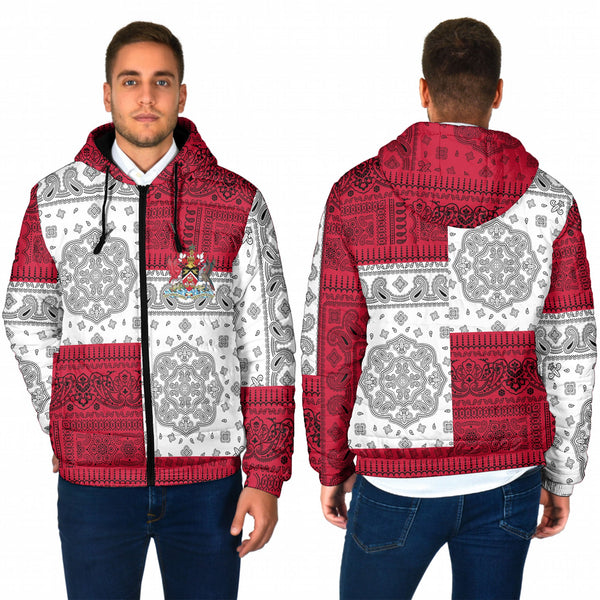 Trinidad And Tobago Men Hooded Padded Jacket Flag And Paisley Basic Style 1