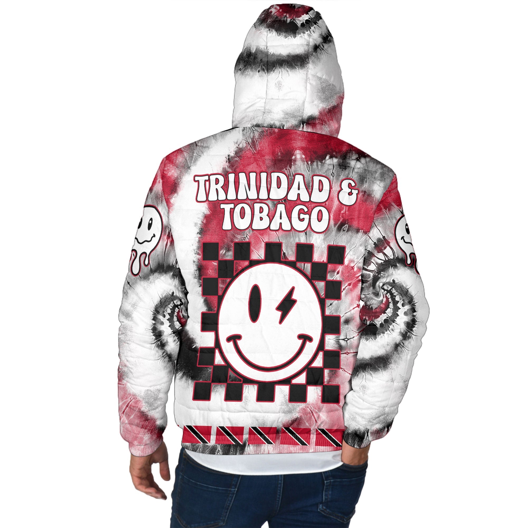 Trinidad And Tobago Men Hooded Padded Jacket Custom Tie Dye Style 3