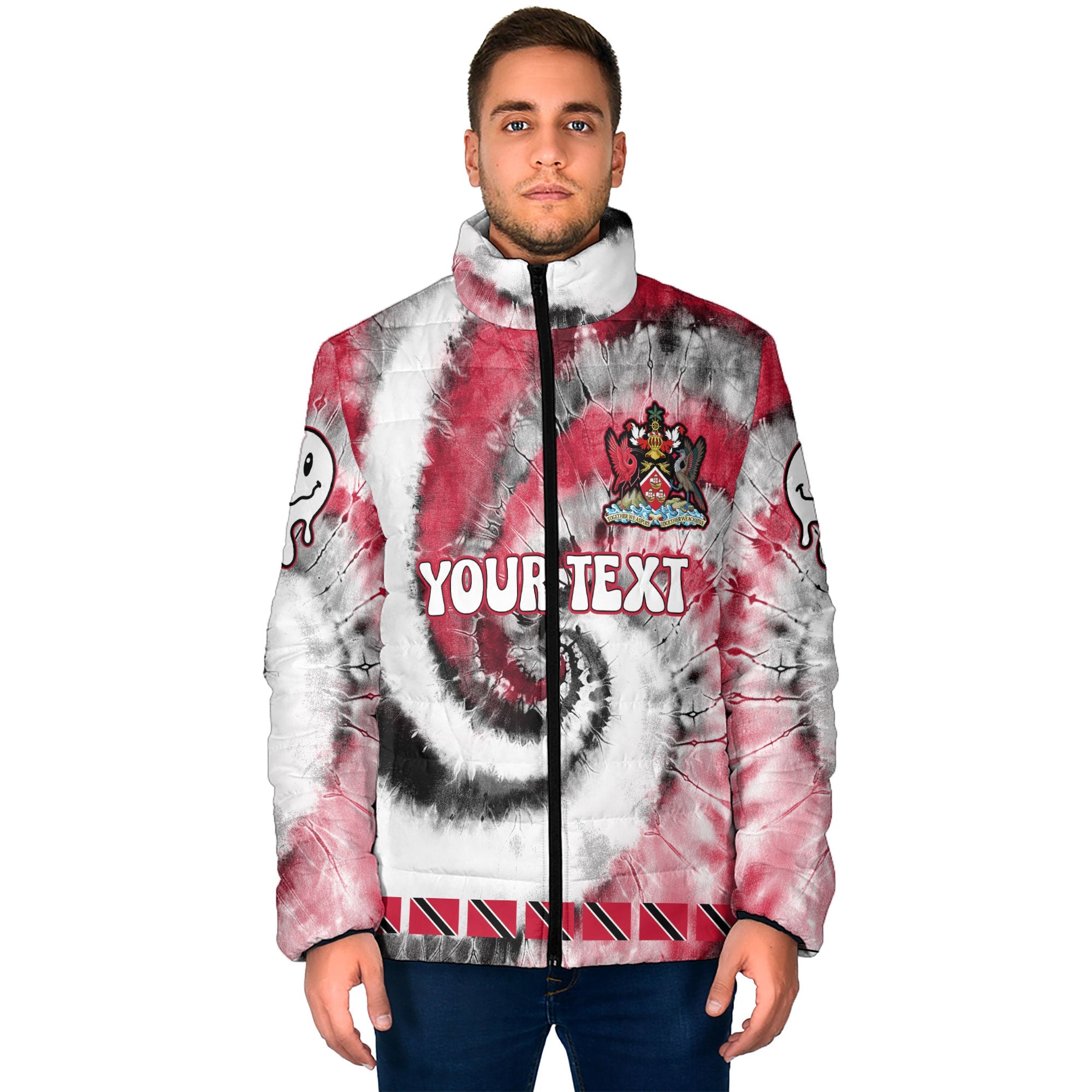 Trinidad And Tobago Men Padded Jacket Custom Tie Dye Style 1