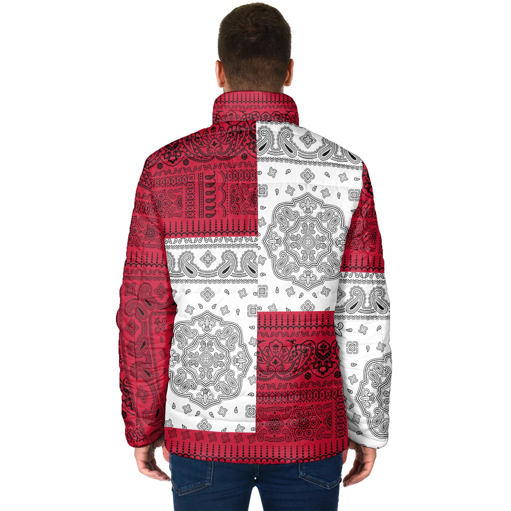 Trinidad And Tobago Men Padded Jacket Flag And Paisley Basic Style 2