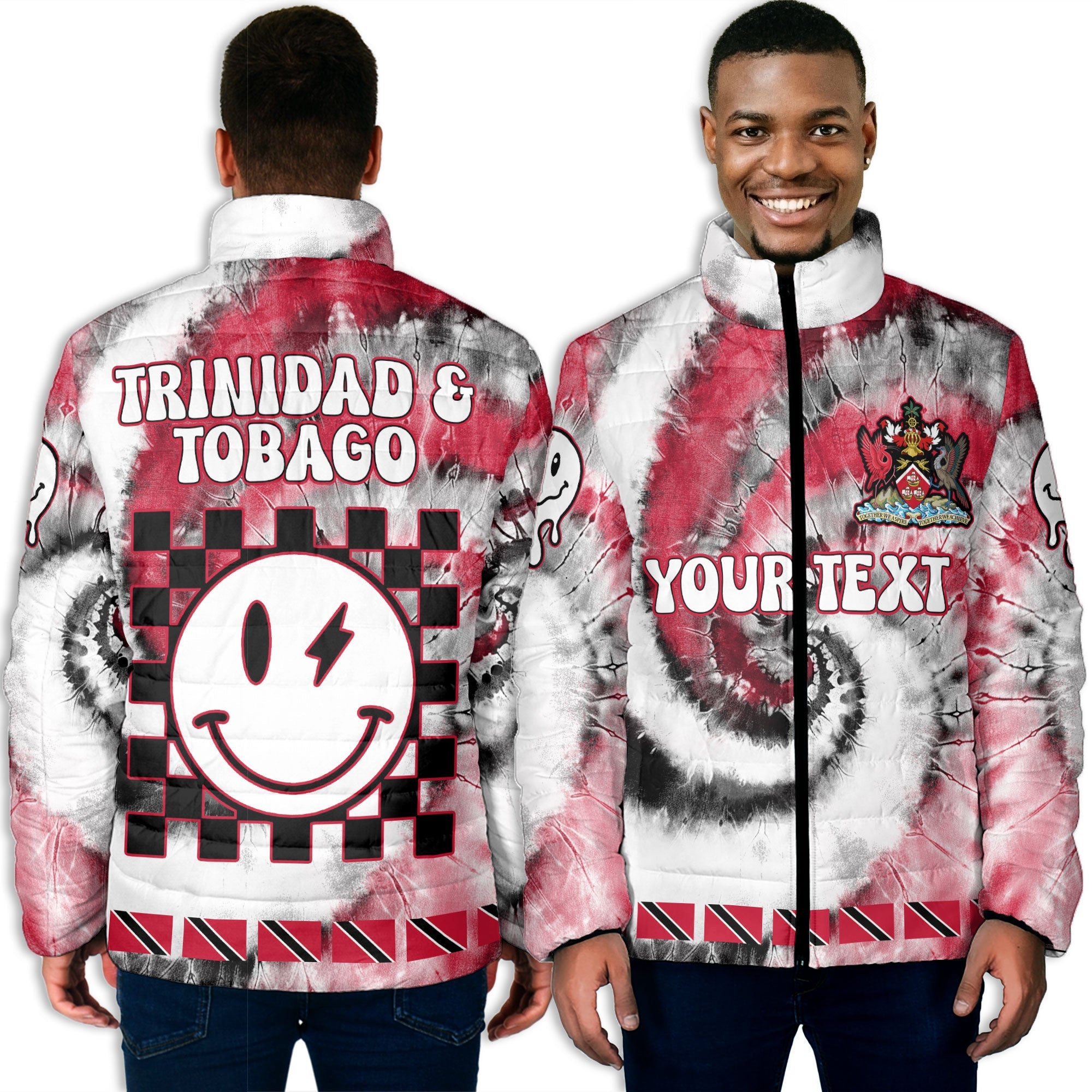 Trinidad And Tobago Men Padded Jacket Custom Tie Dye Style 3