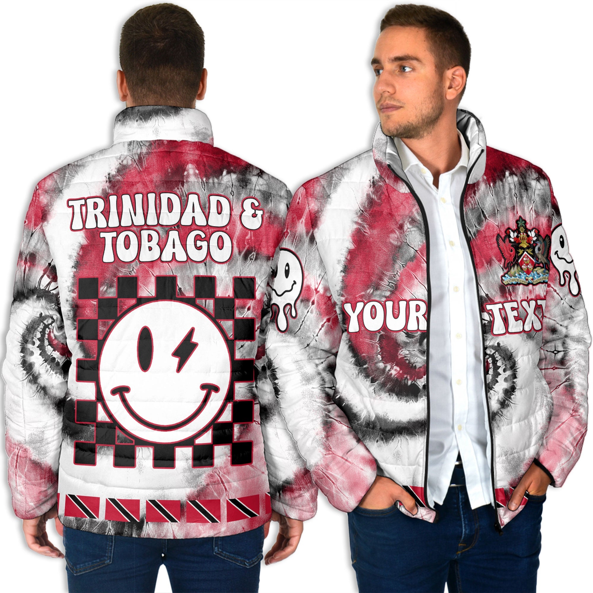 Trinidad And Tobago Men Padded Jacket Custom Tie Dye Style 4