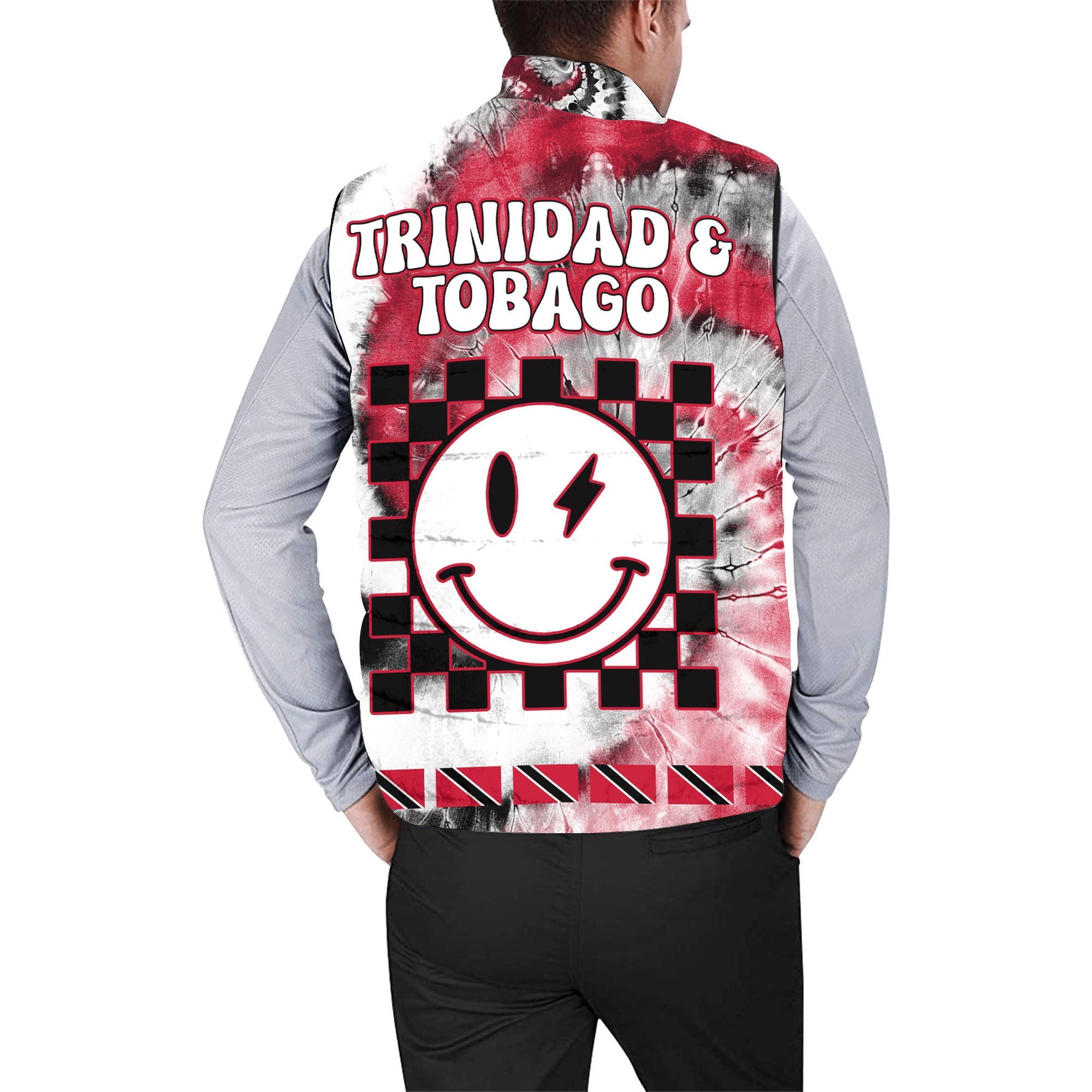 Trinidad And Tobago Men Padded Jacket Vest Custom Tie Dye Style 2