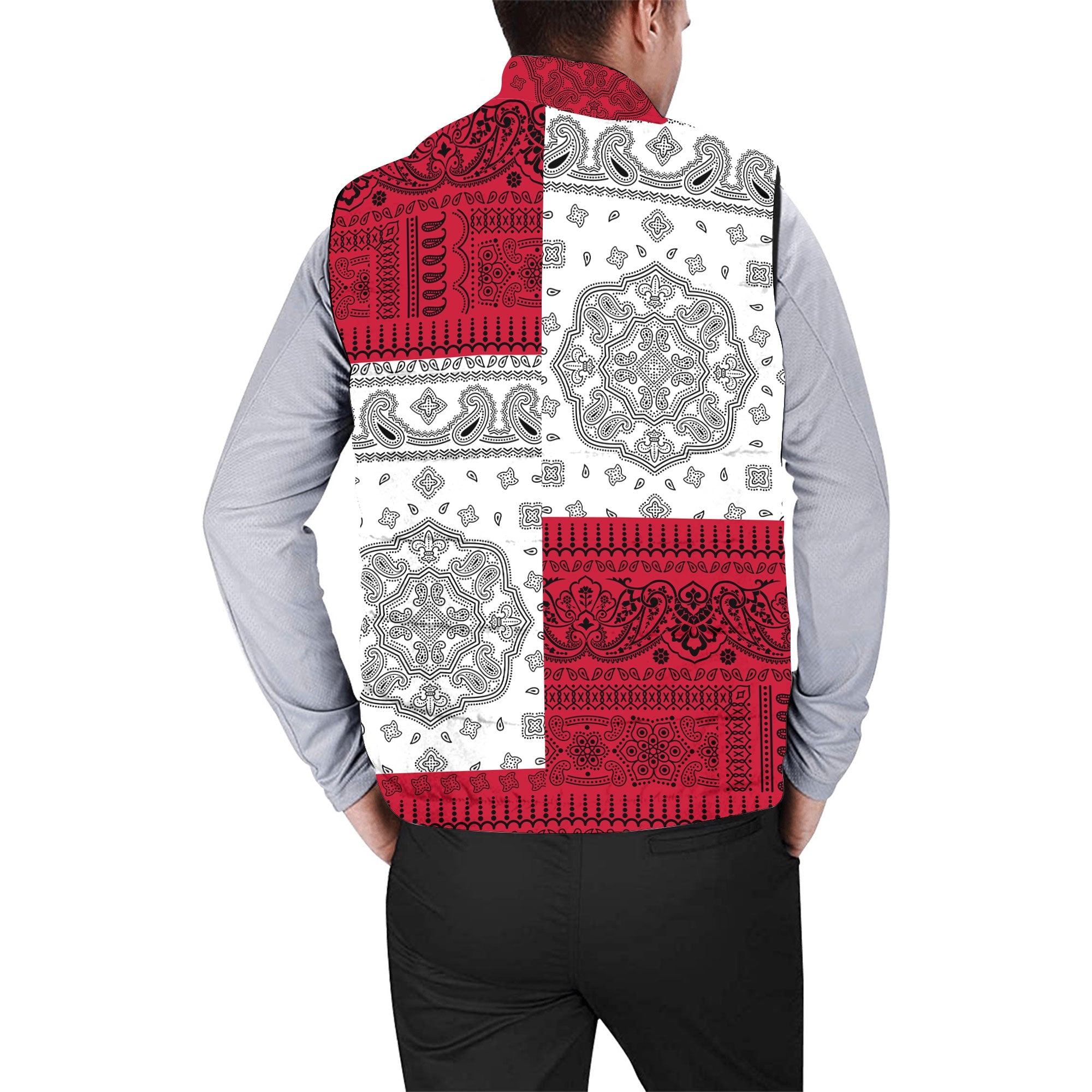 Trinidad And Tobago Men Padded Jacket Vest Flag And Paisley Basic Style 2