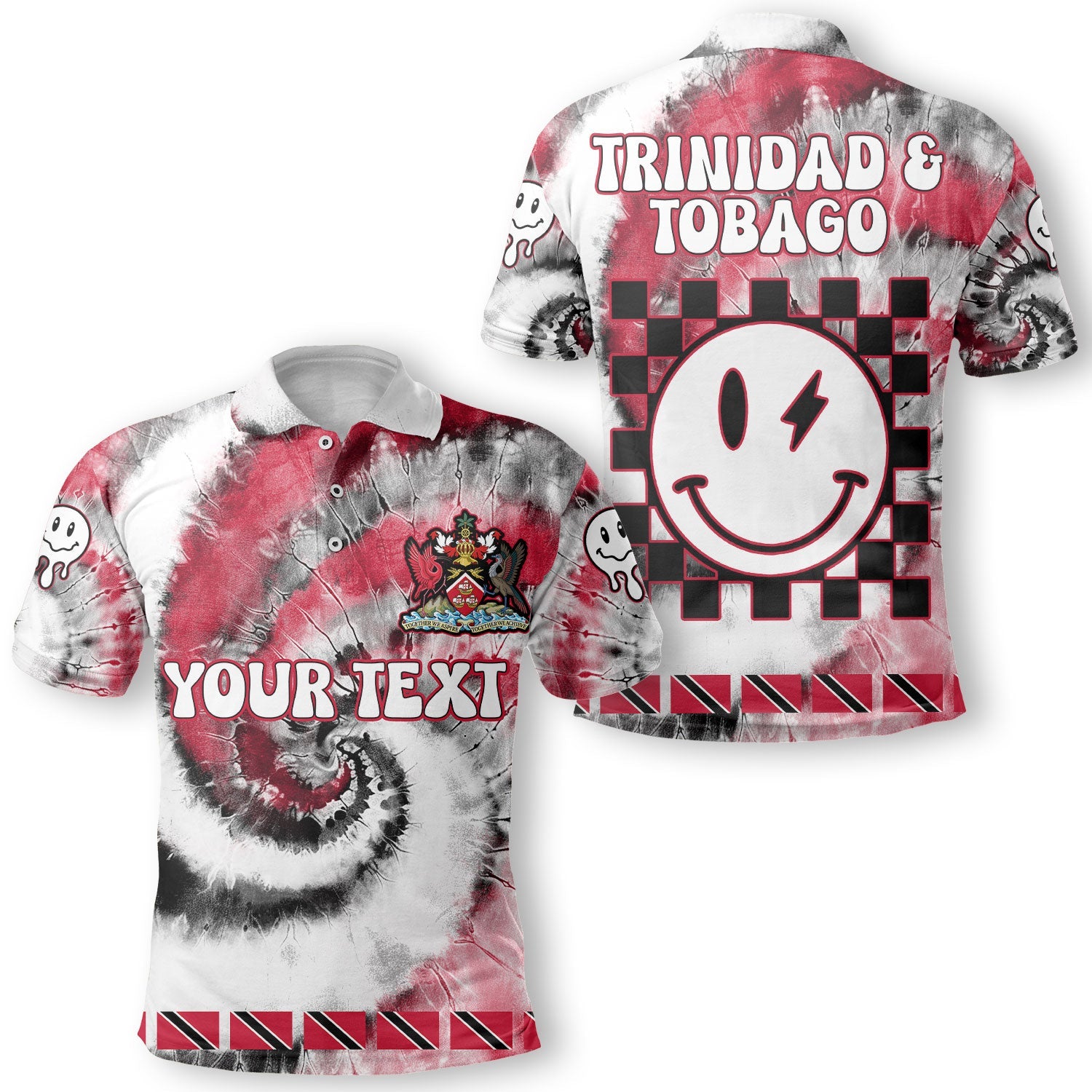 Trinidad And Tobago Polo Shirt Custom Tie Dye Style 1