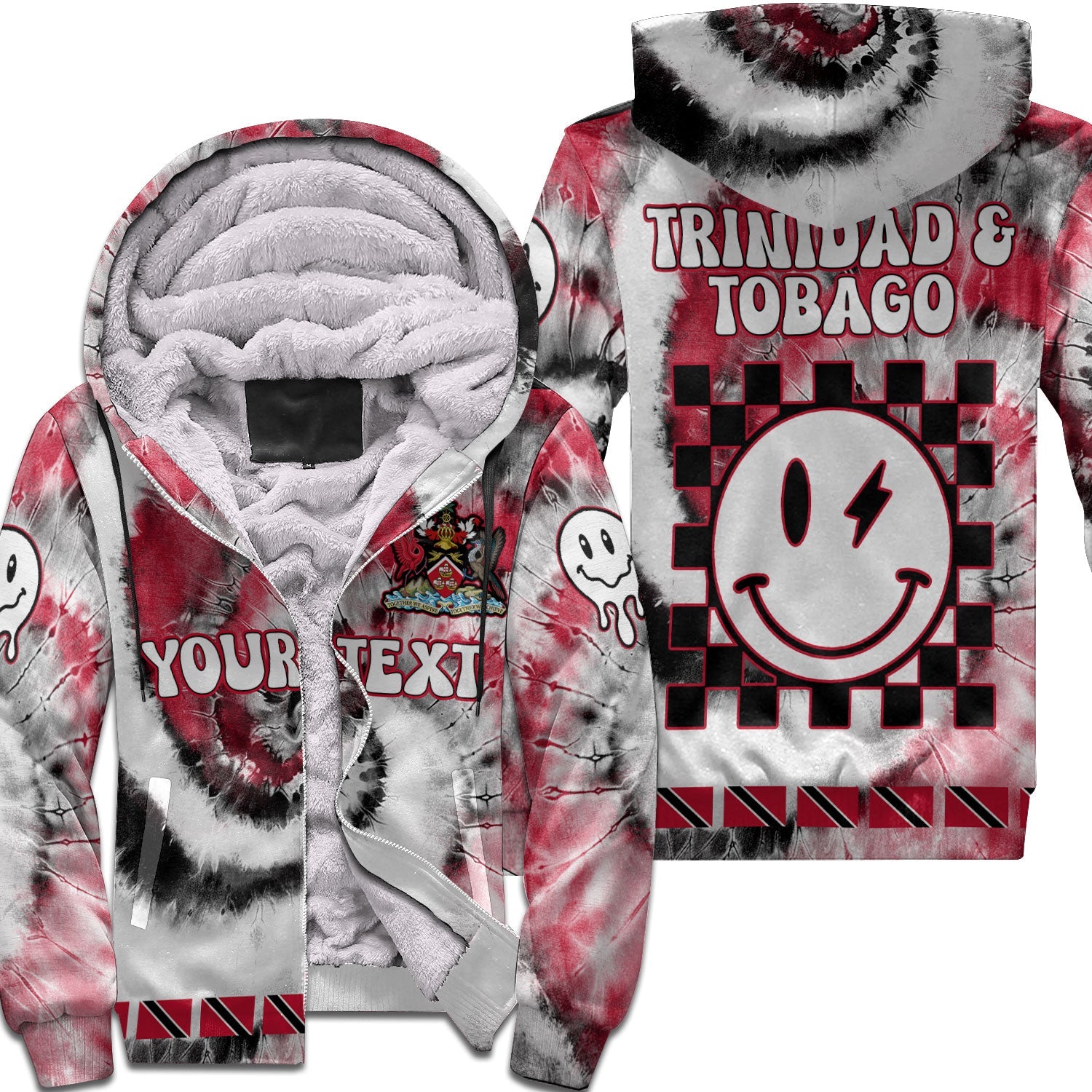 Trinidad And Tobago Sherpa Hoodie Custom Tie Dye Style 1